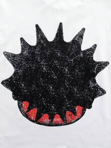 SHEIN Boys' Cartoon Portrait Reversible Graphic Tee - White - View 6