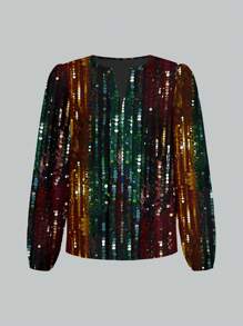 Glamance Warp Atelie Bluse extra-large, multicolore, con maniche extra lunghe, con risvolto, casual, con stampa all-over, abiti estivi semplici e casual da donna per uscire, cime estive