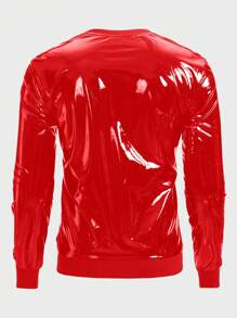 FeverCity Men Solid PU Leather Sweatshirt - Red - View 2