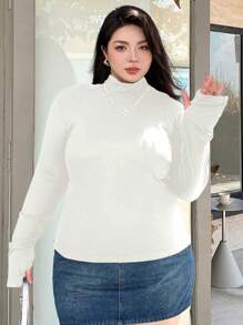 Dazy Plus Form-Fitting Solid Color Turtleneck Undershirt, White, Spring/Summer/Autumn - White - View 1