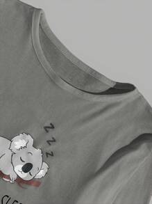 RueChic Men Koala Printed Regular Longsleeve Homewear Set - Grey - View 4