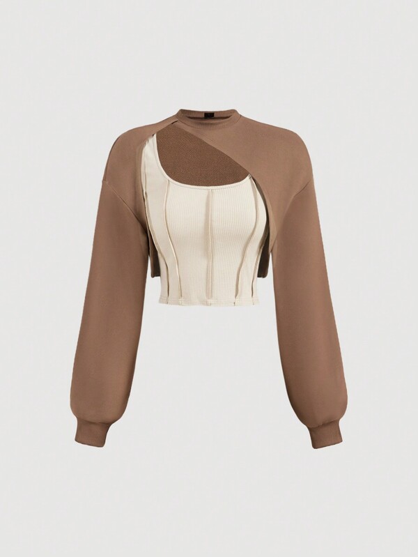 SHEIN MOD Set 2 bucăți asimetric casual pentru femei, gri