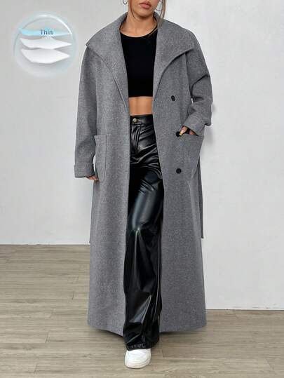 SHEIN Unity Women's Solid Color Casual Long Sleeve Regular Jacket Fall Winter Cloth For Women