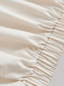 SHEIN MOD Plus Size Retro Batwing Sleeve Pleated Decor Elegant Blouse - Beige - View 4