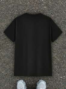 Manfinity Homme Áo thun tay ngắn in họa tiết Caveman vui nhộn thời trang giản dị màu đen vừa vặn với vai dành cho nam - màu đen - Xem 5