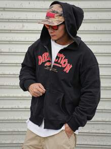 DAZY Men's Zip-Up Hoodie Sweatshirt With Pockets, Casual & Minimalist Design For Everyday Wear,Fall Clothes - Black - View 8