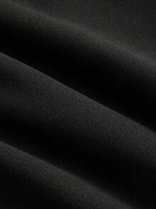 SHEIN MOD Quần ống đứng thời trang cổ điển thanh lịch màu đen cỡ lớn bằng vải PU chắp vá 2 trong 1 - màu đen - Xem 4