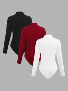 SHEIN Tween Girl Casual & Versatile High Neck 3-Color Jumpsuit Set - Multicolor - View 2