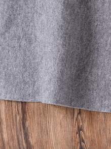 SHEIN Teen Girl Bowknot Short Sleeve Off Shoulder Sweater Dress, Suitable For Parties And Balls, Elegant Solid Gray Color, And Graceful A-Line Dress - Grey - View 3
