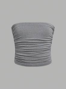 SHEIN Girlism 3 件套 Tween 女童简约舒适褶皱无肩带防滑抹胸文胸套装 - 彩色 - 查看 9