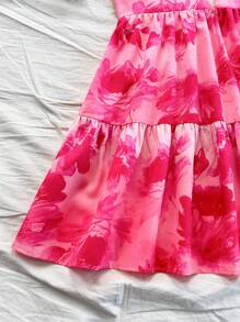 Soleia Váy ngắn in hoa nhuộm loang cổ chữ V hở lưng dáng chữ A lãng mạn cho ngày lễ dành cho nữ, thích hợp cho ngày lễ tình nhân, hẹn hò, tiệc tùng - Nhiều màu - Xem 4