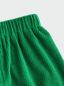 SHEIN 2pcs/Set Tween Boys American Style Casual Contrast Color Corduroy Crew Neck Long Sleeve Top And Corduroy Pants, Suitable For Autumn And Winter