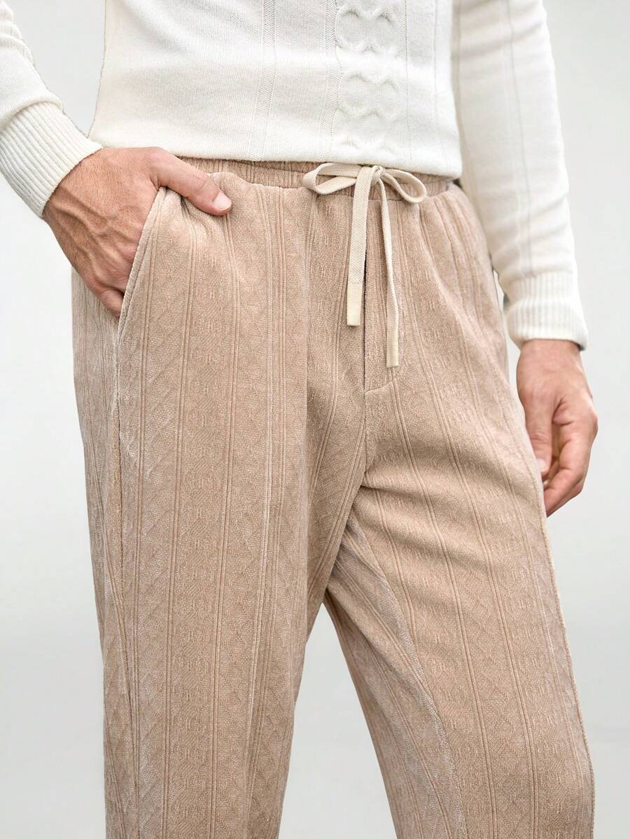 Mainfolk Slim Fit Men Mid-Rise Straight Leg Casual Pants, Suitable For Daily Wear - Apricot - View 1