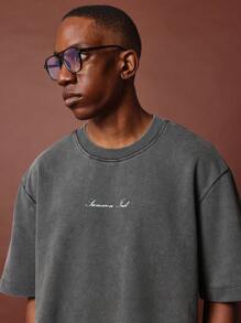 SUMWON Crop Fit Washed Tee With Small Graphic Print