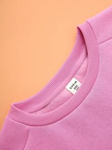 THE HAPPY LOOK Sudadera bordada, diseño minimalista casual de cuello redondo y unicolor, para uso diario