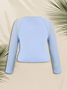 Animal Planet X SHEIN Women's Plus Size Long Sleeve Crew Neck Top With Puppy Dog Print, Mesh Splice, Fashion , Fresh, Comfortable, Y2K Style