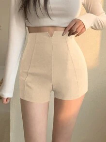 DAZY Women Plain Simple Casual Shorts Summer - Beige - View 1