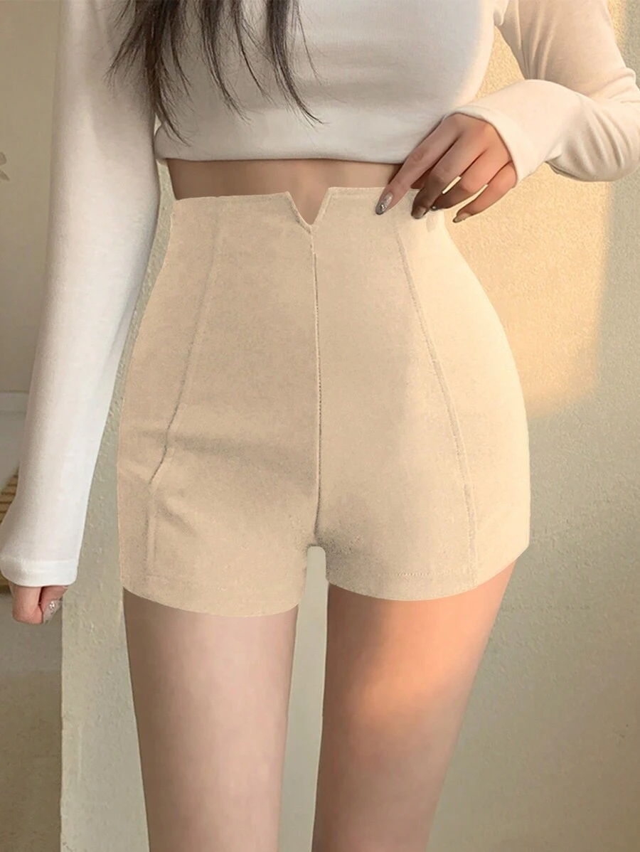 DAZY Women Plain Simple Casual Shorts Summer - Beige - View 1