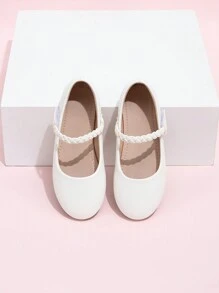 1 par de zapatos planos tipo Mary Jane versátiles para niñas, adecuados para todas las estaciones - Blanco - Ver 7