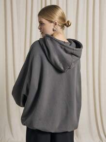 AiiRZ Oversized Drawstring Athletic Hoodie Sweatshirt Athleisure Fleece Winter Lounge Wear Fall Holiday Essential Streetwear Workout Warmup - Dark Grey - View 2