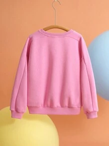 THE HAPPY LOOK Sudadera bordada, diseño minimalista casual de cuello redondo y unicolor, para uso diario