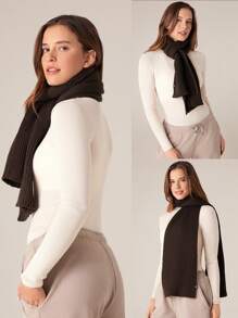 GLOWMODE 1 件仿羊毛温暖柔软舒适围巾日常休闲秋冬 - 咖啡棕 - 查看 7