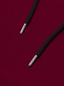 Manfinity Men's Letter Angel Print Drawstring Hooded Sweatshirt, Casual For Autumn/Winter - Red - View 4