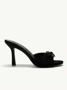 CUCCOO CHICEST 棕色 PU 女士穆勒尖头高跟凉鞋 - 黑色 - 查看 9