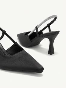 CUCCOO CHICEST Pointy Toe High Heel Black Rhinestone Embellished Fashionable Women Stilettos For Christmas And New Year Holiday Vibe Fall And Winter - Black - View 9