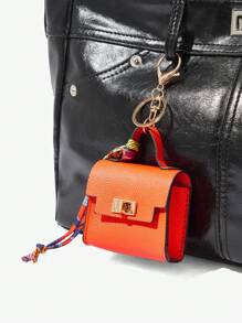 SHEIN SXY Gantungan Kunci Mini, Dompet Koin Kecil Portabel, Tempat Earphone, Dekorasi Tas - Jeruk - View 2