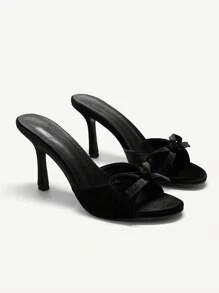 CUCCOO CHICEST 棕色 PU 女士穆勒尖头高跟凉鞋 - 黑色 - 查看 1