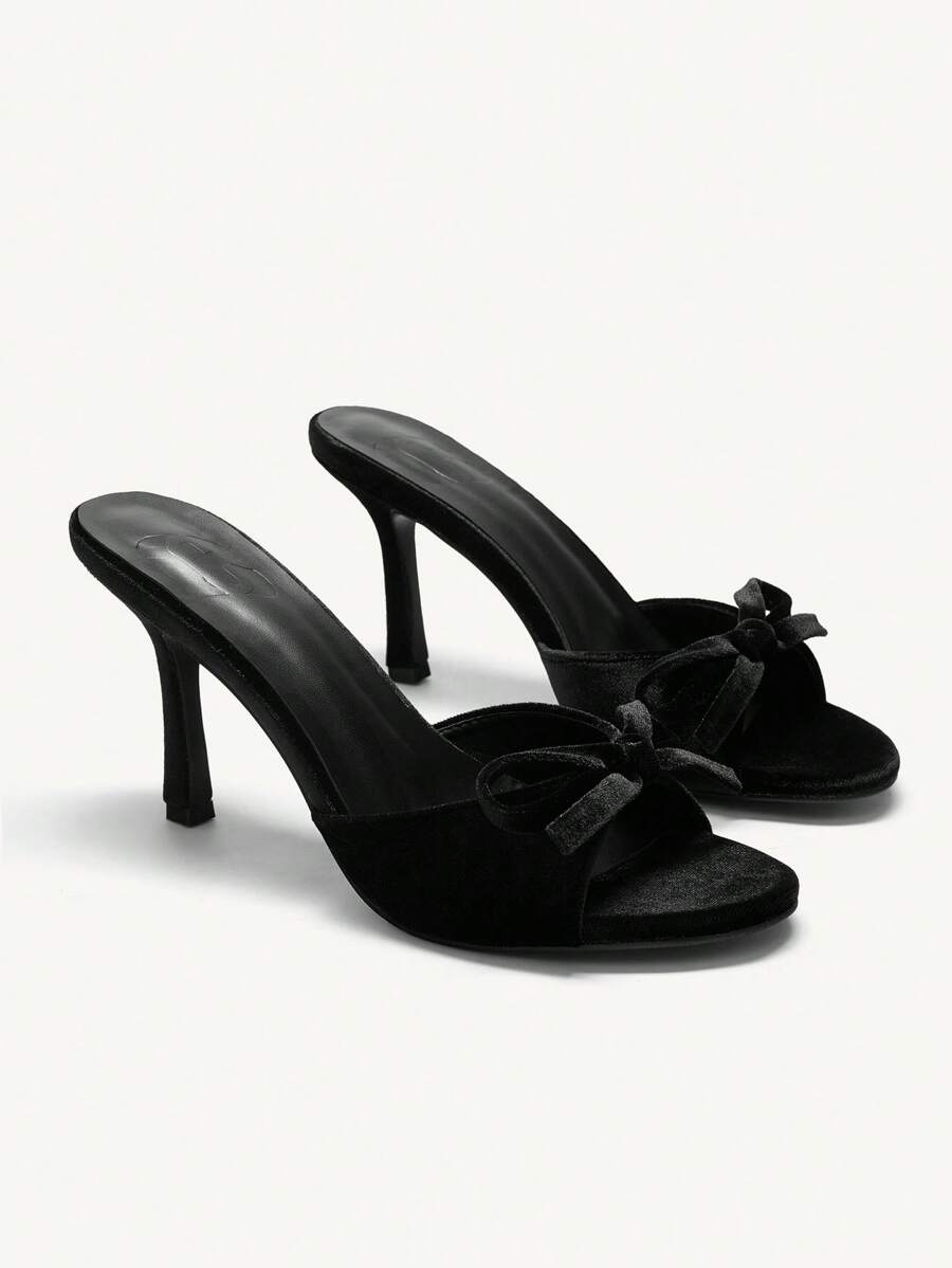 CUCCOO CHICEST 棕色 PU 女士穆勒尖头高跟凉鞋 - 黑色 - 查看 1