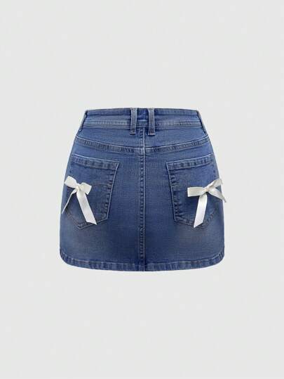 Kawaii Minifalda ajustado con decoración de mariposa dulce con estilo Y2K, conjunto de vestir de verano para mujer