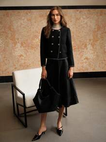 MOTF PREMIUM CONTRAST BINDING BOXY JACKET - Black - View 4