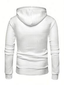 Manfinity Homme Áo nỉ có mũ trùm đầu có dây rút bỏ túi cho nam, Áo hoodie dài tay màu trắng thường ngày, Dành tặng bạn bè, chồng, quà tặng bạn trai, mùa thu - trắng - Xem 2