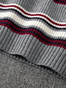 Áo len sọc cổ tròn tay dài thường ngày cho bé trai, mùa thu/đông - Màu Xám nhạt - Xem 5