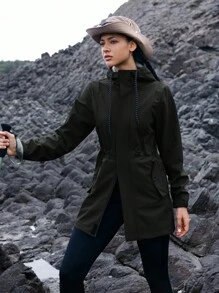 In My Nature 女士纯色长袖口袋休闲连帽户外夹克