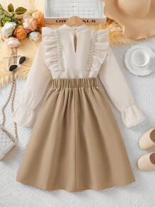 SHEIN 2 件套青少年女孩休闲时尚风格服装