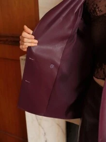 MOTF PREMIUM 宽版花卉刺绣西服外套 - 酒紅色 - 查看 9