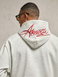 AKNOTIC Business Casual Men's Loose Fit Letter Embroidered Gray Knit Casual Hooded Sweatshirt, Suitable For Daily Wear, Going Out Vintage Light Grey Long Sleeve Hoodie, For Friends, Husband, Boyfriend Gifts, School, For Fall, Winter