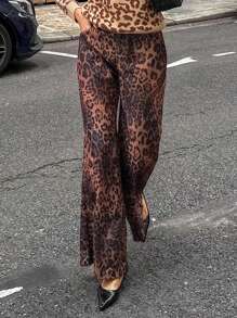 Chiquease 豹纹阔腿低腰时尚女裤