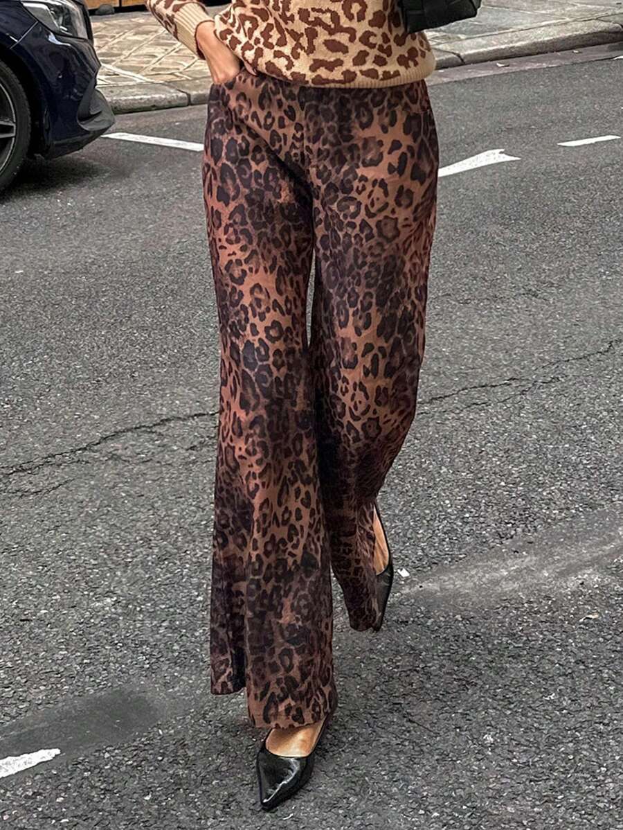 Chiquease 豹纹阔腿低腰时尚女裤
