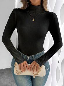 RosyDaze European And American Autumn/Winter Fashionable All-Match High Neck Thickened Seamless Fitted Thermal Knit Undershirt