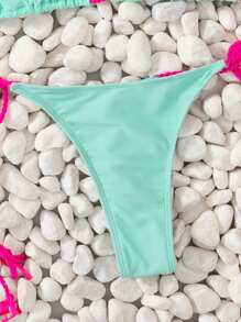 SHEIN Swim Ensemble de bikini pour femmes d'été vintage avec sangle tressée blocs de couleurs