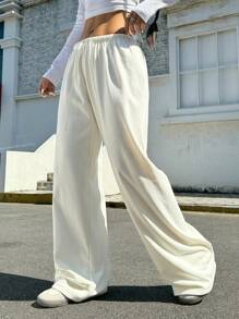 Muchica Pantalones de pierna ancha con cintura de cordón - Blanco - Ver 5