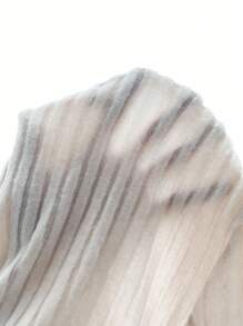 SHEIN MOD Drawstring Front Flare Sleeve Lettuce Trim Asymmetrical Hem Khaki Gathered Breast Cup Pocket Square Hem Tee