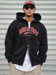 DAZY Men's Zip-Up Hoodie Sweatshirt With Pockets, Casual & Minimalist Design For Everyday Wear,Fall Clothes - Black - View 1