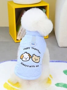 PETSIN Giacca imbottita per animali domestici con guinzaglio attaccato, in colori rosa e blu, morbida e calda - Blu - Visualizzare 1