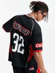 Manfinity VCAY Men's Digital Print Loose Knit Short Sleeve T-Shirt Set - Black - View 4