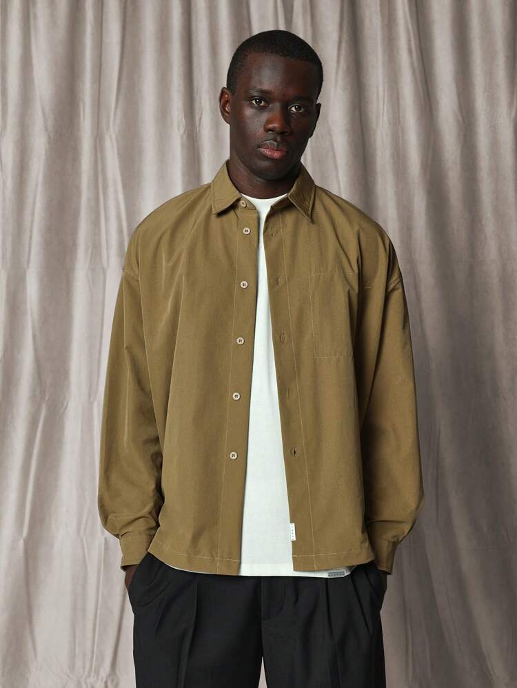 Oversized Button Down Shirt With Chest Pocket